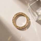 Yellow gold Channel Set Round Diamond Milgrain Engraved Band_23
