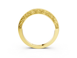 Yellow gold Channel Set Round Diamond Milgrain Engraved Band_7