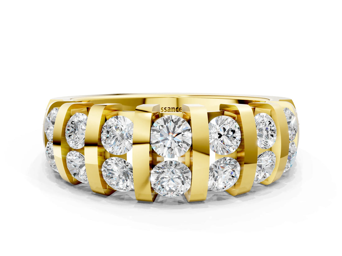 Yellow gold Channel-Set Round Diamond Multi-Row Band_4