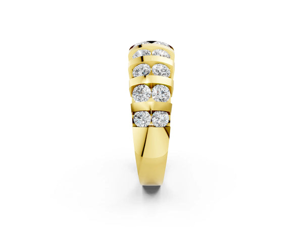 Yellow gold Channel-Set Round Diamond Multi-Row Band