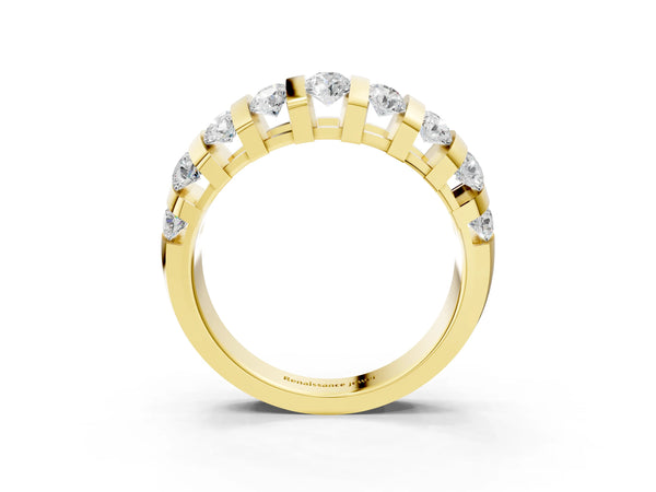 Yellow gold Channel-Set Round Diamond Multi-Row Band