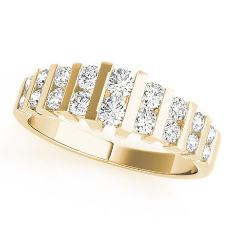 Yellow gold Channel-Set Round Diamond Multi-Row Band