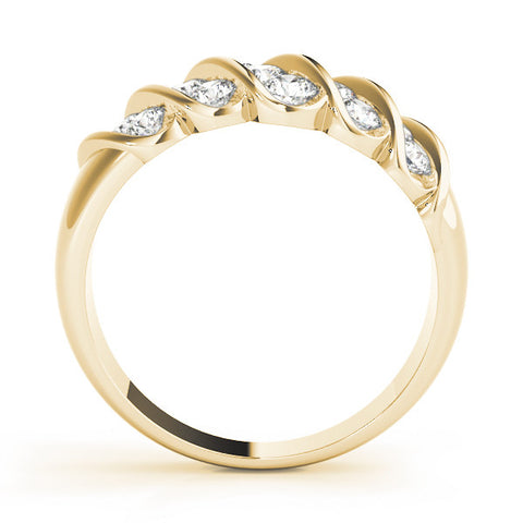 Yellow gold Channel Set Round Diamond Multi-Row White Gold Band 1