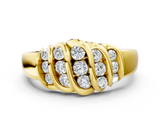Yellow gold Channel Set Round Diamond Multi-Row White Gold Band_4