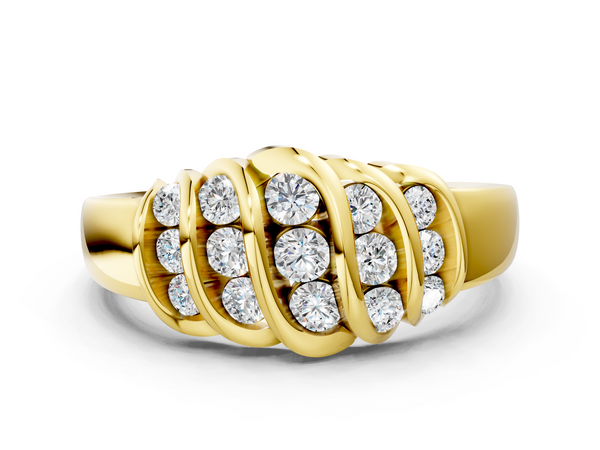 Yellow gold Round Diamond Multi-Row Crossover Band