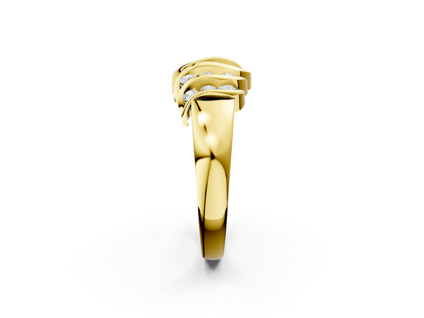 Yellow gold Round Diamond Multi-Row Crossover Band