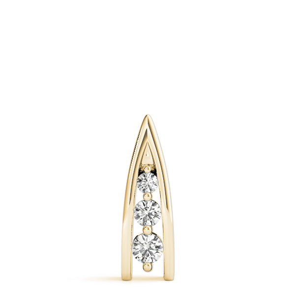 Yellow gold Channel Set Round Diamond Prong Pendant