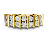 Yellow gold Channel Set Round Diamond Step Band with Bar Prong Setting_13