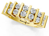 Yellow gold Channel Set Round Diamond Step Band with Bar Prong Setting_14