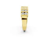 Yellow gold Channel Set Round Diamond Step Band with Bar Prong Setting_15