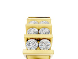 Yellow gold Channel Set Round Diamond Step Band with Bar Prong Setting_18