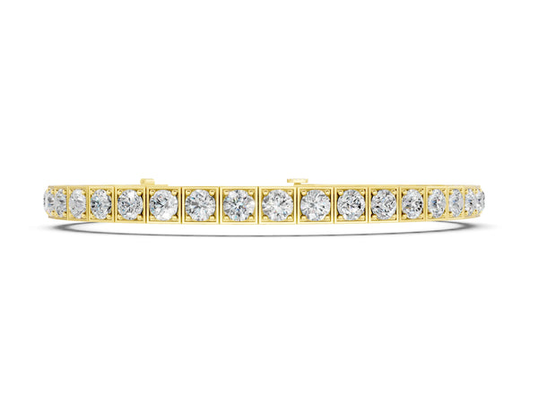 Yellow gold Channel Set Round Diamond Tennis Bracelet with Four-Prong Setting