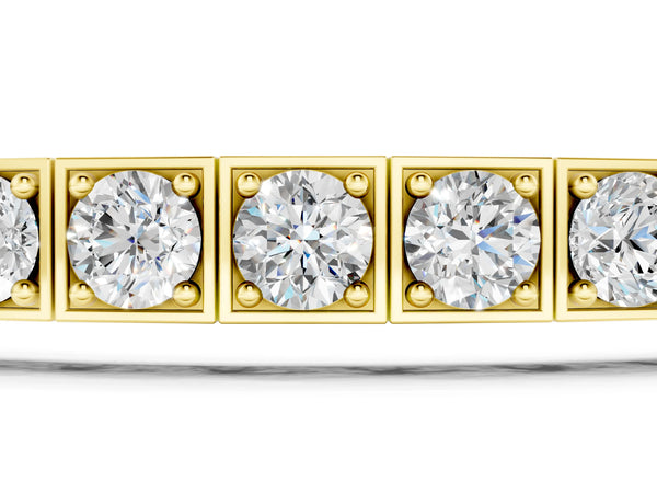 Yellow gold Channel Set Round Diamond Tennis Bracelet with Four-Prong Setting