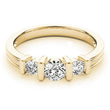 Yellow gold Channel Set Round Diamond Trio Bar Prong Ring 1