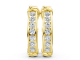 Yellow gold Channel-Set Round Diamond Two-Tone Hoop Earrings with Claw Prong Setting_23