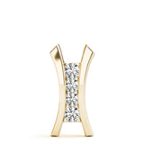 Yellow gold Channel Set Round Diamond V-Prong Pendant 1