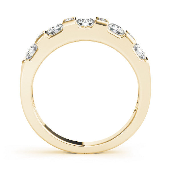 Yellow gold Channel Set Round Diamond White Gold Band 1