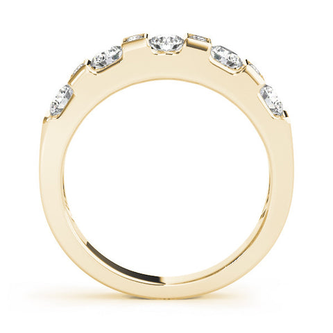 Yellow gold Channel Set Round Diamond White Gold Band 1
