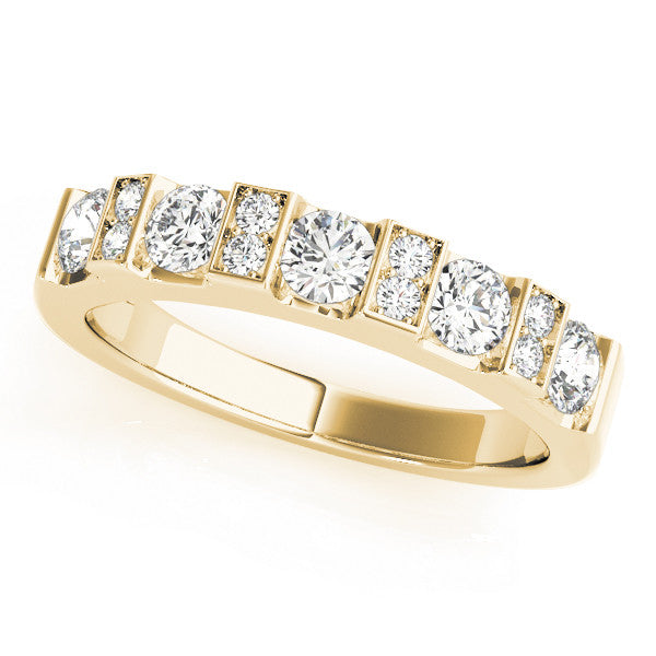 Yellow gold Channel Set Round Diamond White Gold Band