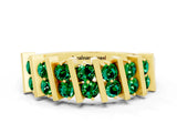 Yellow gold Channel Set Round Emerald Anniversary Band with Vertical Prongs_6
