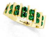 Yellow gold Channel Set Round Emerald Anniversary Band with Vertical Prongs_7