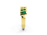 Yellow gold Channel Set Round Emerald Anniversary Band with Vertical Prongs_8
