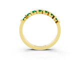 Yellow gold Channel Set Round Emerald Anniversary Band with Vertical Prongs_9