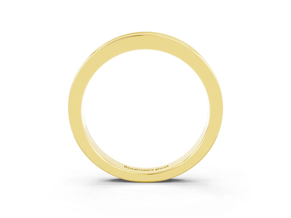 Yellow Gold Round Lab-Grown Emerald Channel Set Half Eternity Band with Plain Walls