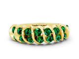 Yellow gold Channel Set Round Emerald Multi-Row Band_6