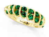 Yellow gold Channel Set Round Emerald Multi-Row Band_7