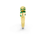 Yellow gold Channel Set Round Emerald Multi-Row Band_8