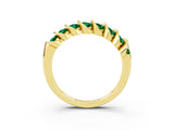 Yellow gold Channel Set Round Emerald Multi-Row Band_9