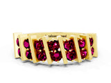 Yellow gold Channel Set Round Garnet Anniversary Band with Vertical Prongs_6