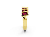 Yellow gold Channel Set Round Garnet Anniversary Band with Vertical Prongs_8
