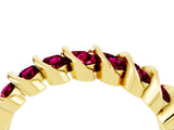 Yellow gold Channel Set Round Garnet Multi-Row Band_10