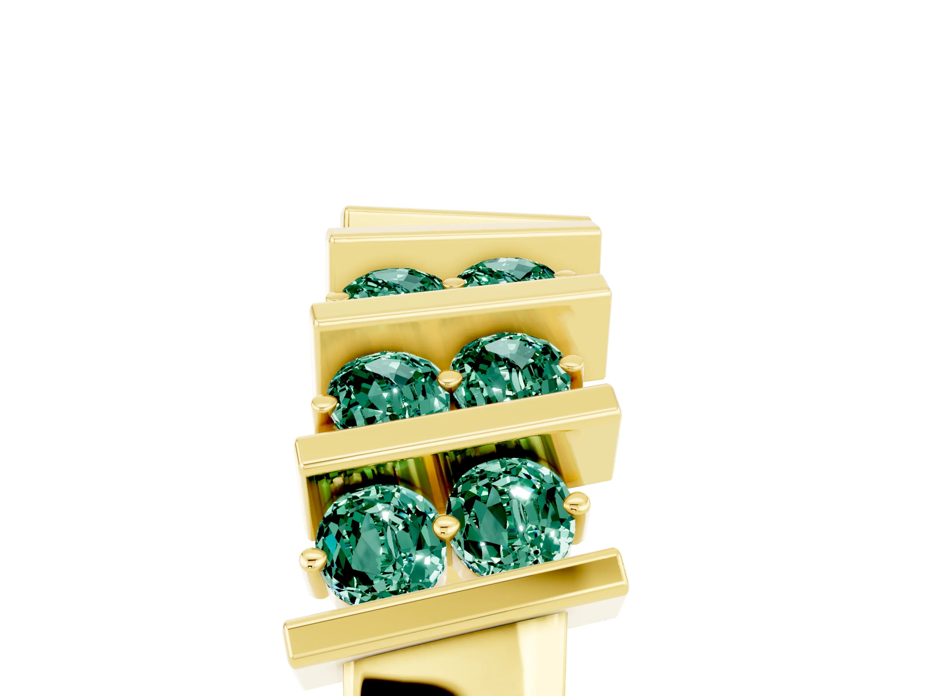 Yellow gold Channel Set Round Green Sapphire Anniversary Band with Vertical Prongs_11