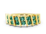 Yellow gold Channel Set Round Green Sapphire Anniversary Band with Vertical Prongs_6