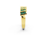 Yellow gold Channel Set Round Green Sapphire Anniversary Band with Vertical Prongs_8