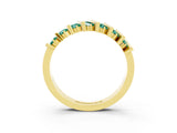 Yellow gold Channel Set Round Green Sapphire Anniversary Band with Vertical Prongs_9