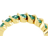 Yellow gold Channel Set Round Green Sapphire Multi-Row Band_10