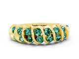 Yellow gold Channel Set Round Green Sapphire Multi-Row Band_6