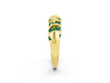 Yellow gold Channel Set Round Green Sapphire Multi-Row Band_8