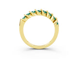 Yellow gold Channel Set Round Green Sapphire Multi-Row Band_9