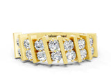 Yellow gold Channel Set Round Moissanite Anniversary Band with Vertical Prongs_6