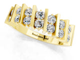 Yellow gold Channel Set Round Moissanite Anniversary Band with Vertical Prongs_7
