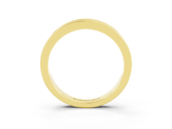 Yellow Gold Round Moissanite Channel Set Half Eternity Band with Plain Walls