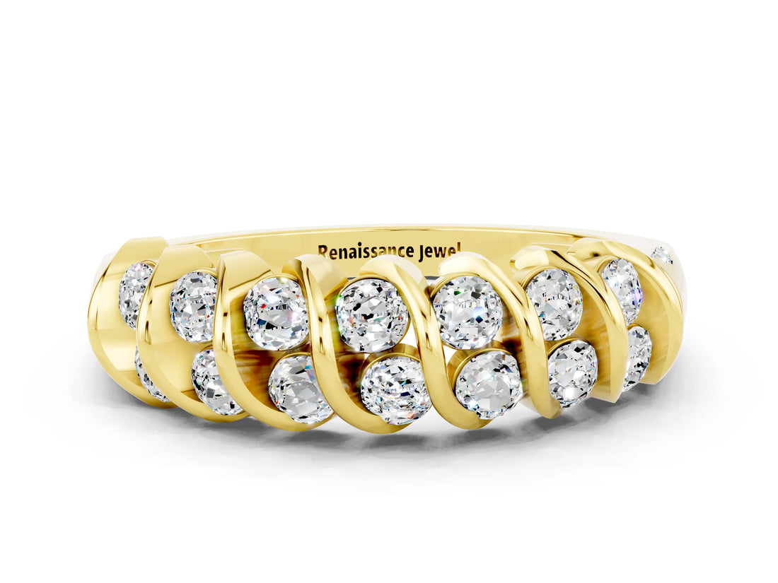Yellow gold Channel Set Round Moissanite Multi-Row Band_6