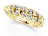 Yellow gold Channel Set Round Moissanite Multi-Row Band_7