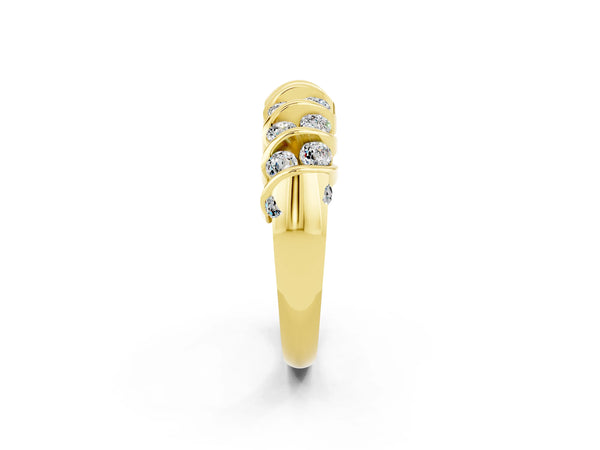 Yellow gold Channel Set Round Moissanite Multi-Row Band