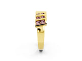 Yellow gold Channel Set Round Morganite Anniversary Band with Vertical Prongs_8